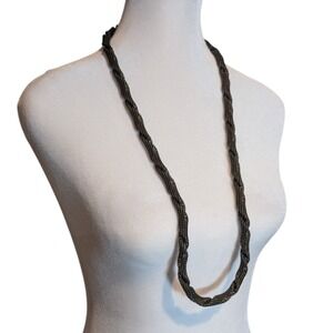 A.V. Max Womens Twisted Multi Strand Mesh Rope Necklace Antique Brass Tone 32in
